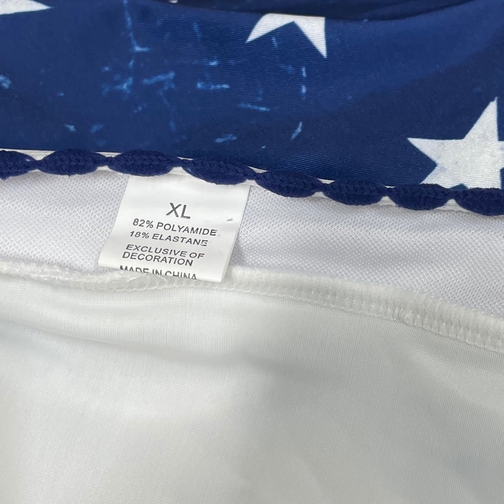 Womens Unbranded Blue White Star Print Ruched Swim Skirt High Waisted  Bottom XL - Picture 4 of 6